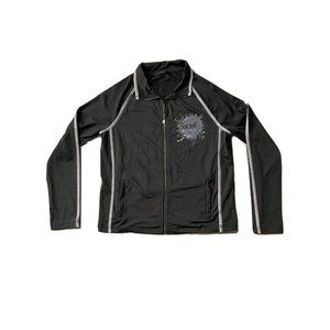 Y2K Bling BCBG MaxAzria Womens Zip Up Track Stretch Hoodie Jacket Rhinestones